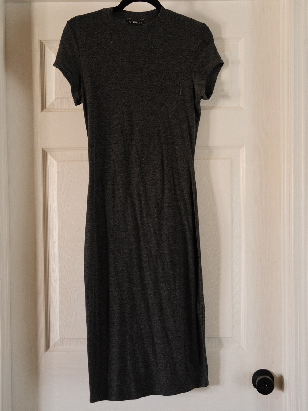 SHEIN Charcoal Gray Short-Sleeve Midi Dress